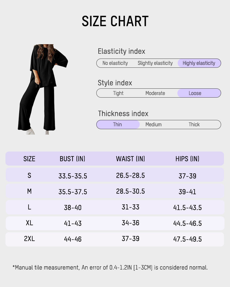 Effortless Chic Split Hem Wide Leg 2-Piece Loungewear Set with Pockets
