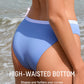 Sporty Back Bralette Banded Hipster Bikini Set Dusty Blue Swimsuit