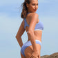 Sporty Back Bralette Banded Hipster Bikini Set Dusty Blue Swimsuit