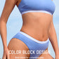 Sporty Back Bralette Banded Hipster Bikini Set Dusty Blue Swimsuit