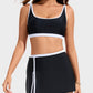 Sporty Color Block Skirted Bikini Set with Side Slit Design