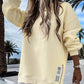 Stylish Oversized Long Sleeve Sweatshirt with Trendy Side Zipper Slit