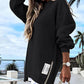 Stylish Oversized Long Sleeve Sweatshirt with Trendy Side Zipper Slit