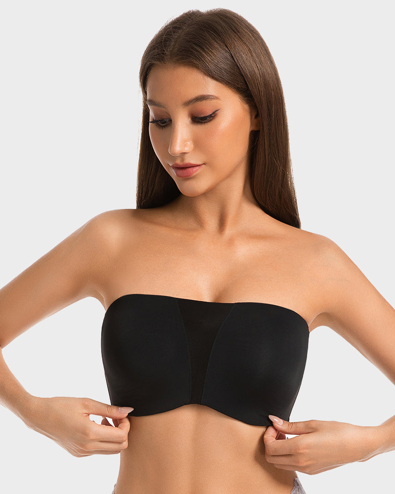 SheCurve Ultimate Strapless Anti-Slip Full Coverage Bandeau Bra Seamless Support