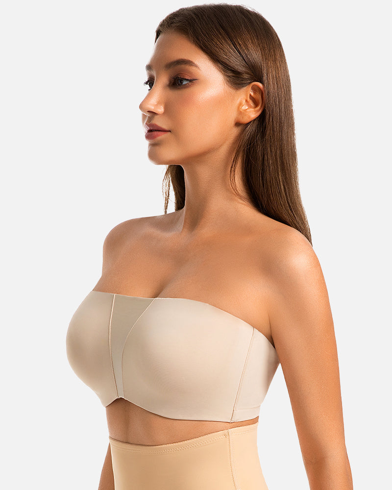 SheCurve Ultimate Strapless Anti-Slip Full Coverage Bandeau Bra Seamless Support