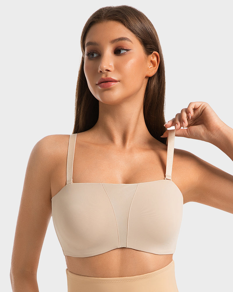 SheCurve Ultimate Strapless Anti-Slip Full Coverage Bandeau Bra Seamless Support