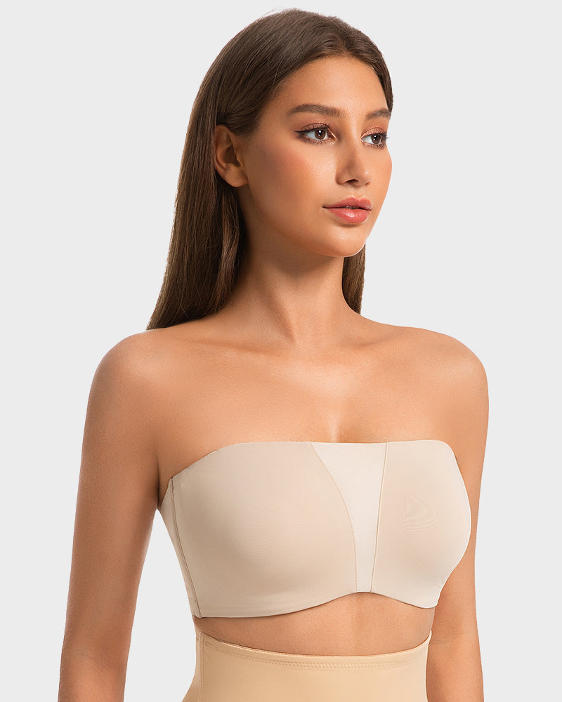 SheCurve Ultimate Strapless Anti-Slip Full Coverage Bandeau Bra Seamless Support