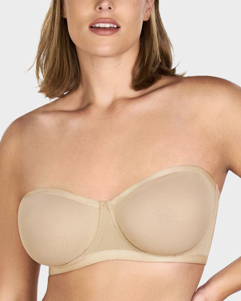 Ultimate Invisible Support Strapless Mesh Underwire Balconette Bra for Women
