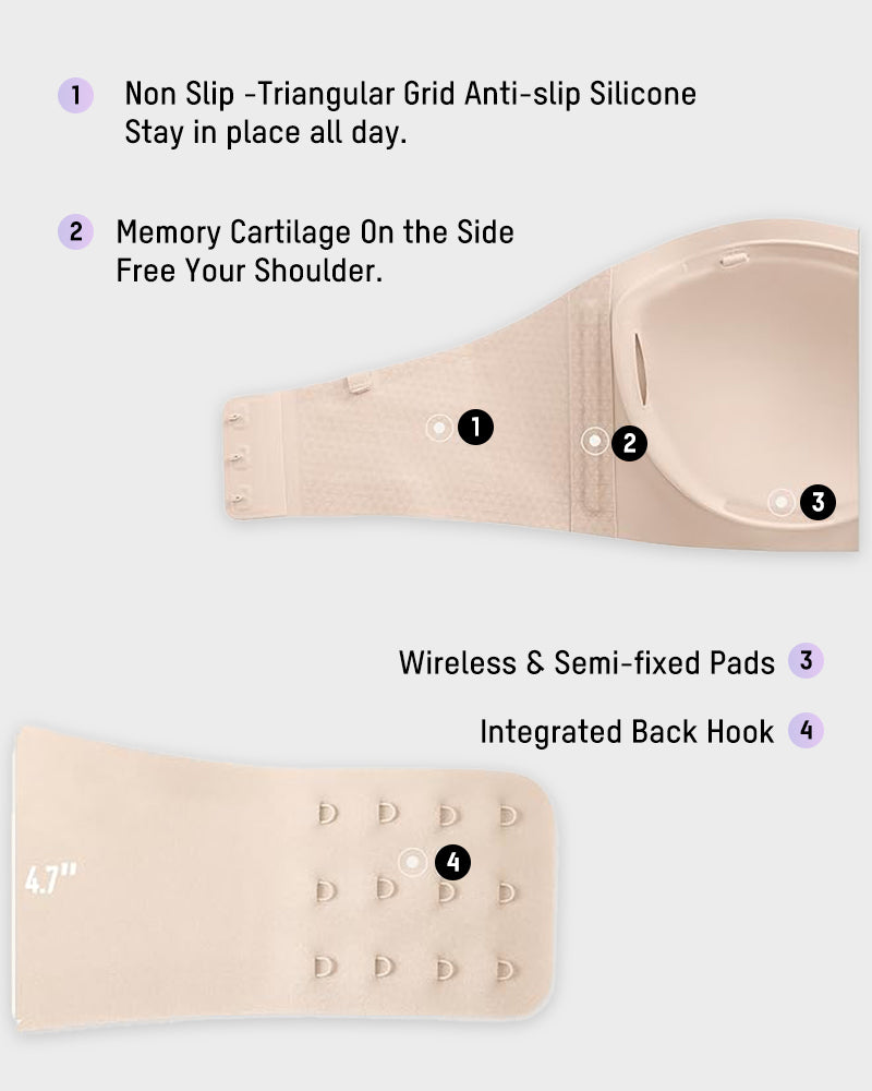Comfortable Seamless Strapless Wireless Padded Bandeau Bra for Women