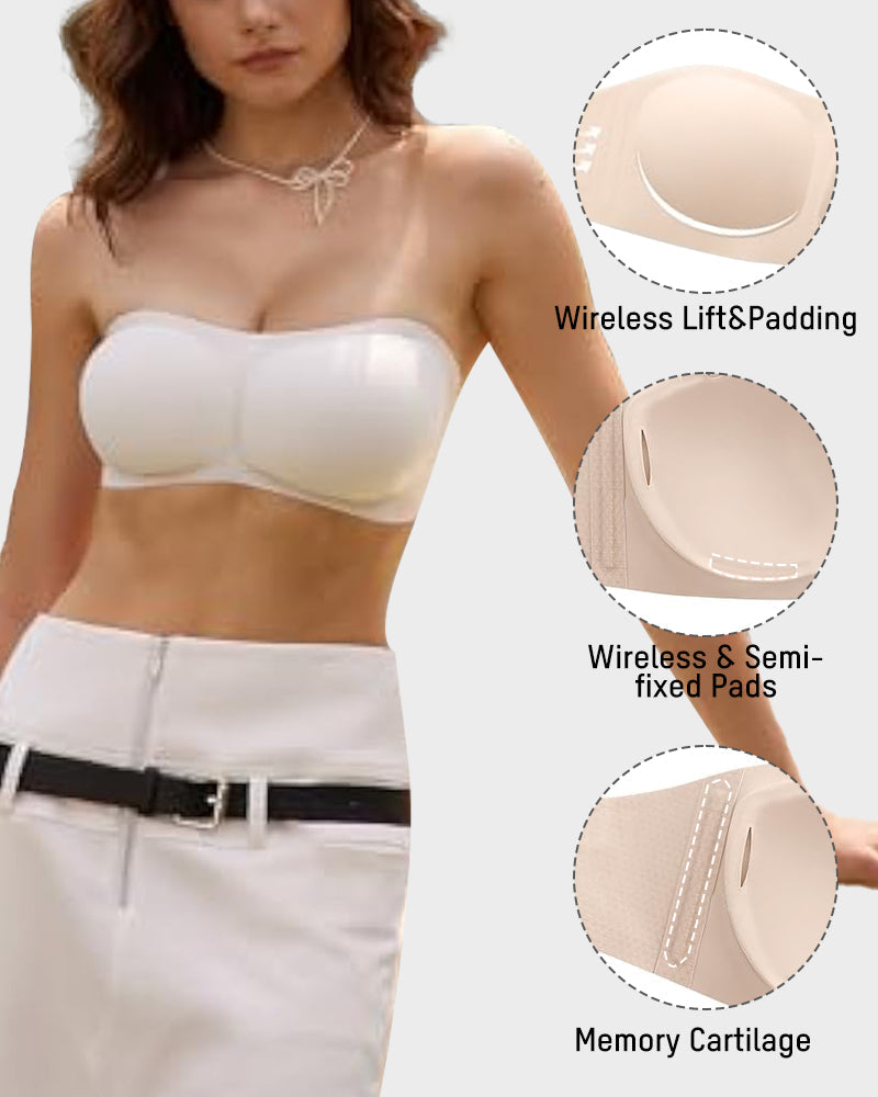 Comfortable Seamless Strapless Wireless Padded Bandeau Bra for Women
