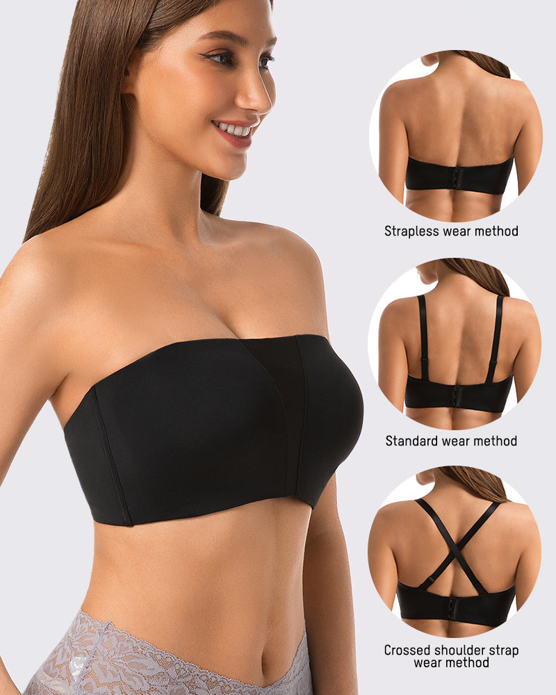 SheCurve Ultimate Strapless Anti-Slip Full Coverage Bandeau Bra Seamless Support