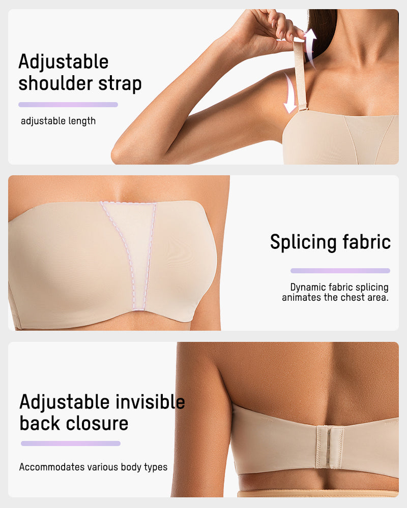 SheCurve Ultimate Strapless Anti-Slip Full Coverage Bandeau Bra Seamless Support