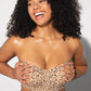 Comfortable Wireless Strapless Front-Closure Leopard Print Bra with Scalloped Trim