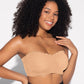 Comfortable Wireless Strapless Front-Closure Leopard Print Bra with Scalloped Trim