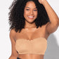 Comfortable Wireless Strapless Front-Closure Leopard Print Bra with Scalloped Trim