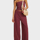 Women's Chic Striped Tube Top & Wide-Leg Pants Two-Piece Set - Casual Summer Comfort