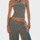Women's Chic Striped Tube Top & Wide-Leg Pants Two-Piece Set - Casual Summer Comfort