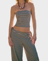 Women's Chic Striped Tube Top & Wide-Leg Pants Two-Piece Set - Casual Summer Comfort