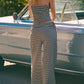 Women's Chic Striped Tube Top & Wide-Leg Pants Two-Piece Set - Casual Summer Comfort