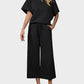 Cozy Textured Knit Two-Piece Lounge Set: Drawstring Waist Wide-Leg Comfort