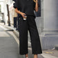 Cozy Textured Knit Two-Piece Lounge Set: Drawstring Waist Wide-Leg Comfort