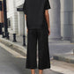 Cozy Textured Knit Two-Piece Lounge Set: Drawstring Waist Wide-Leg Comfort