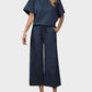 Cozy Textured Knit Two-Piece Lounge Set: Drawstring Waist Wide-Leg Comfort