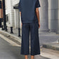 Cozy Textured Knit Two-Piece Lounge Set: Drawstring Waist Wide-Leg Comfort