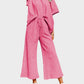 Cozy Textured Knit Two-Piece Lounge Set: Drawstring Waist Wide-Leg Comfort