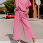 Cozy Textured Knit Two-Piece Lounge Set: Drawstring Waist Wide-Leg Comfort