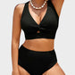 Textured Knot-Front High-Waisted Bikini Set