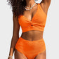 Chic Textured Knot-Front High-Waisted Bikini Set for Women