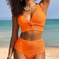 Chic Textured Knot-Front High-Waisted Bikini Set for Women
