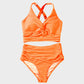 Chic Textured Knot-Front High-Waisted Bikini Set for Women