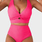 Textured Knot-Front High-Waisted Bikini Set