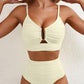 Chic Textured U-Wire High-Waisted Bikini Set - Tummy Control Swimsuit