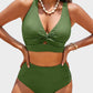 Textured Knot-Front High-Waisted Bikini Set