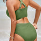 Chic Textured Knot-Front High-Waisted Bikini Set for Women