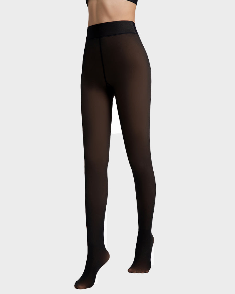 Cozy Translucent Fleece Lined Tights: Warm, Shaping, Skin-Tone Winter Hosiery