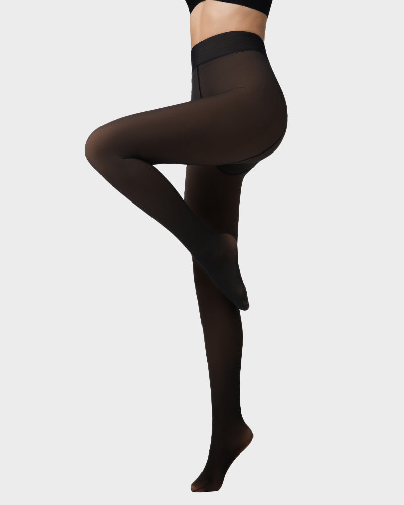 Cozy Translucent Fleece Lined Tights: Warm, Shaping, Skin-Tone Winter Hosiery