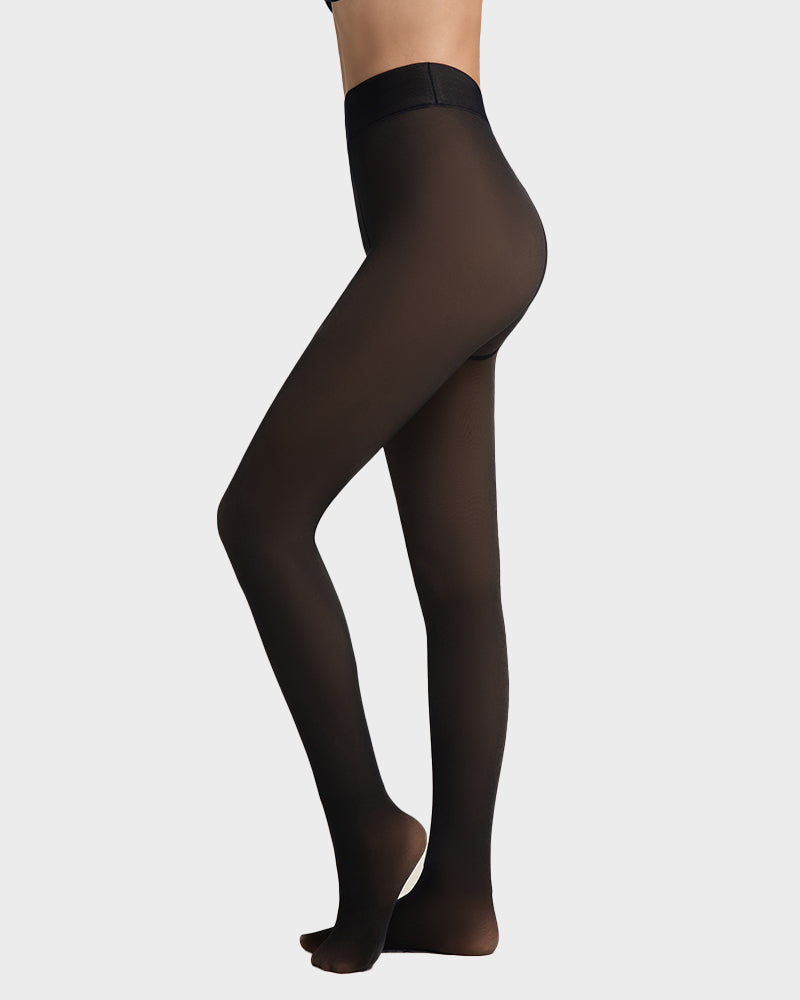 Cozy Translucent Fleece Lined Tights: Warm, Shaping, Skin-Tone Winter Hosiery