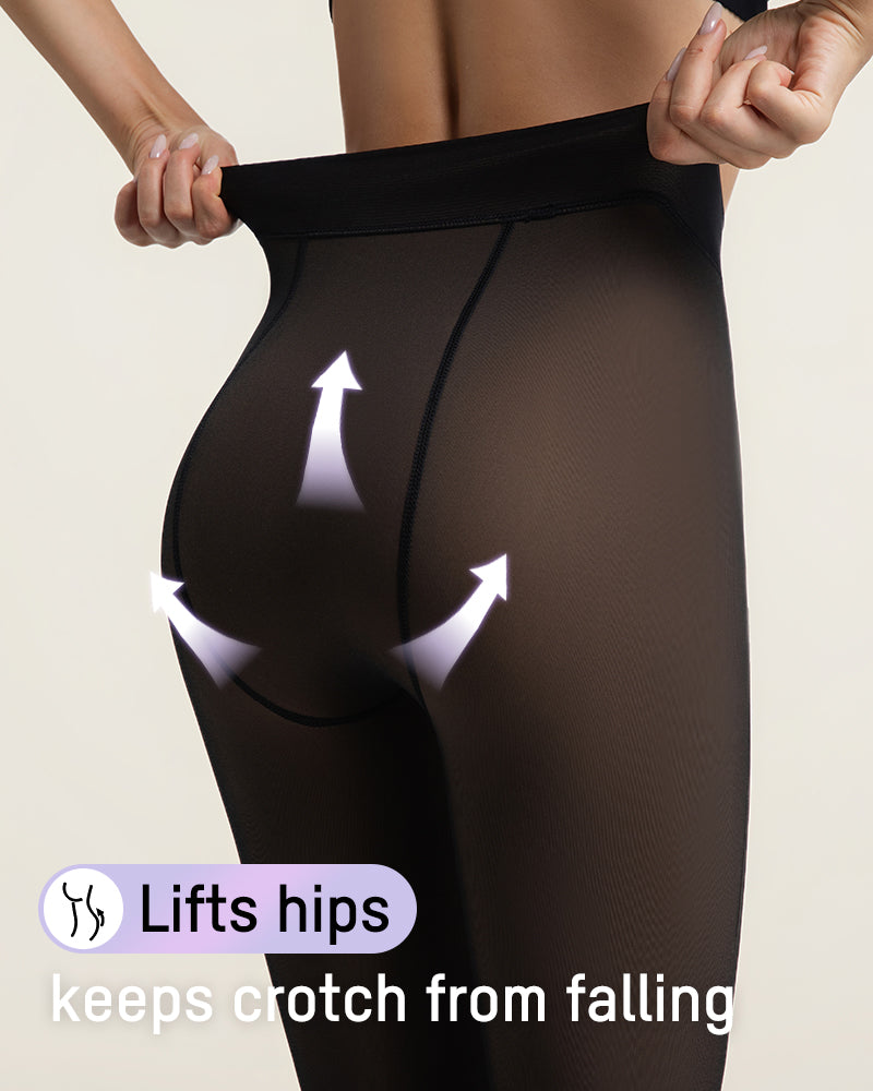 Cozy Translucent Fleece Lined Tights: Warm, Shaping, Skin-Tone Winter Hosiery