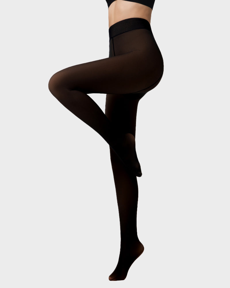 Cozy Translucent Fleece Lined Tights: Warm, Shaping, Skin-Tone Winter Hosiery