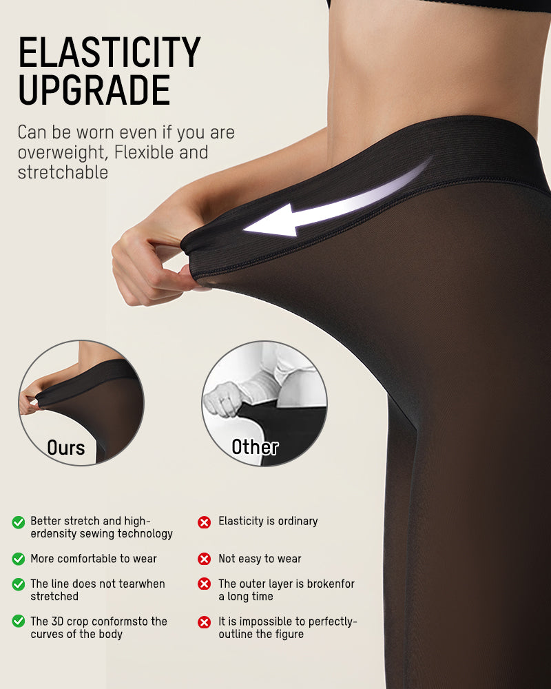 Cozy Translucent Fleece Lined Tights: Warm, Shaping, Skin-Tone Winter Hosiery