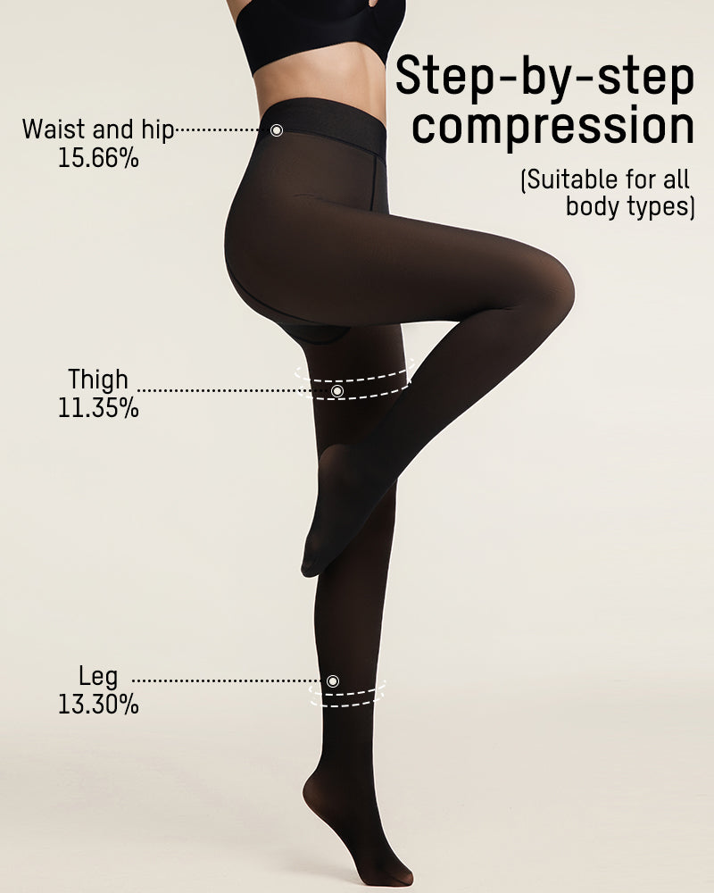 Cozy Translucent Fleece Lined Tights: Warm, Shaping, Skin-Tone Winter Hosiery