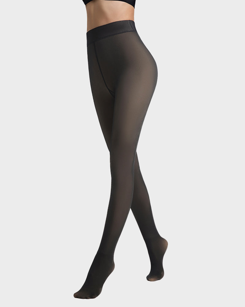 Cozy Translucent Fleece Lined Tights: Warm, Shaping, Skin-Tone Winter Hosiery