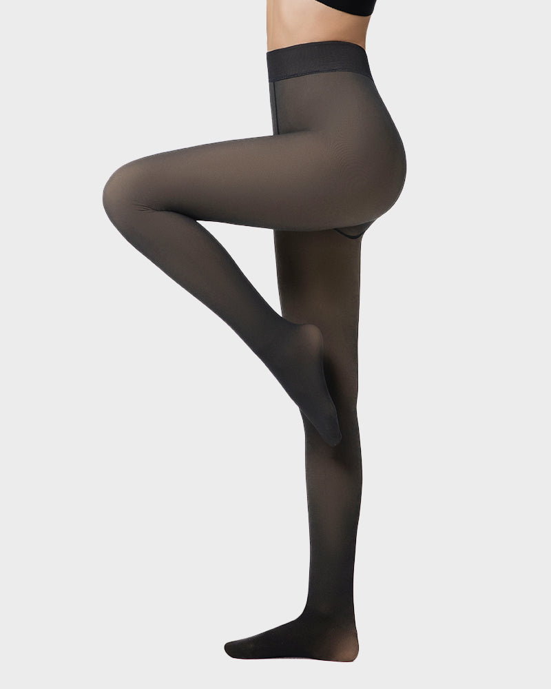Cozy Translucent Fleece Lined Tights: Warm, Shaping, Skin-Tone Winter Hosiery