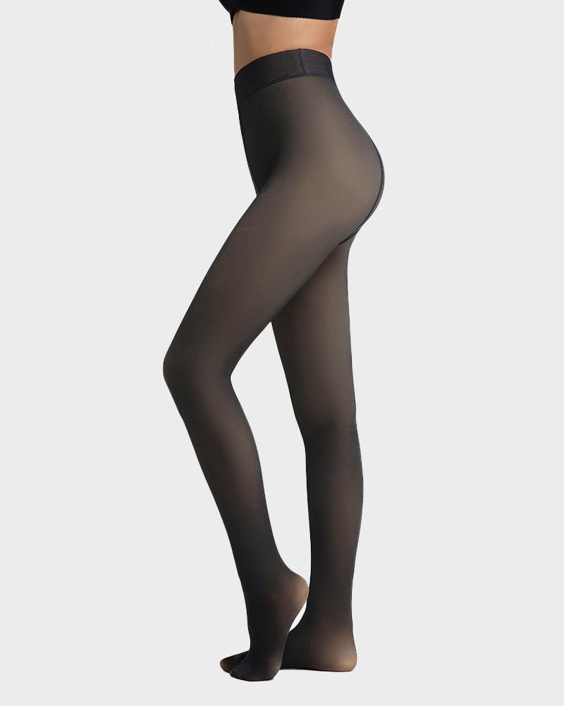 Cozy Translucent Fleece Lined Tights: Warm, Shaping, Skin-Tone Winter Hosiery