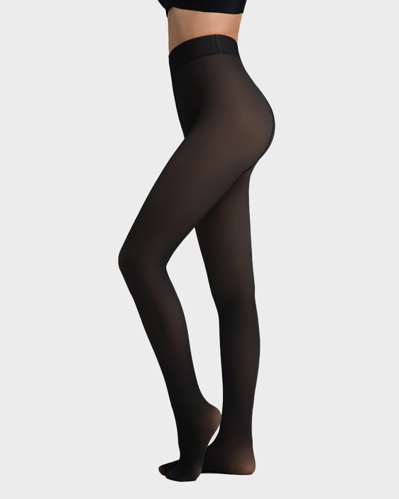 Cozy Translucent Fleece Lined Tights: Warm, Shaping, Skin-Tone Winter Hosiery