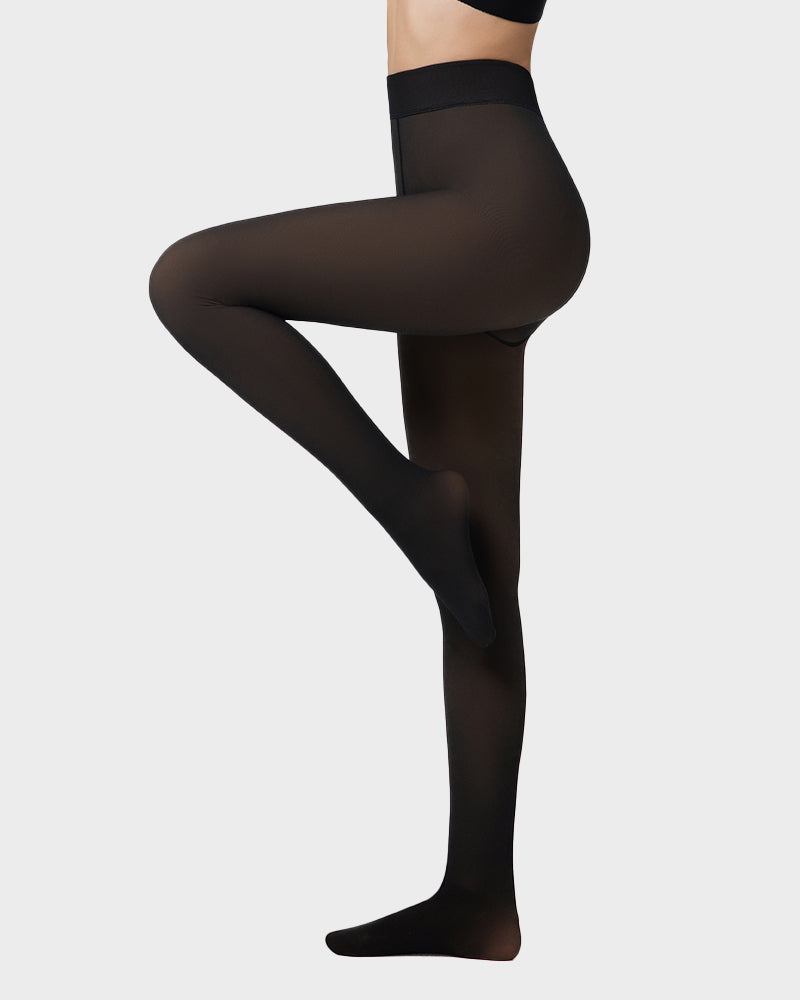 Cozy Translucent Fleece Lined Tights: Warm, Shaping, Skin-Tone Winter Hosiery
